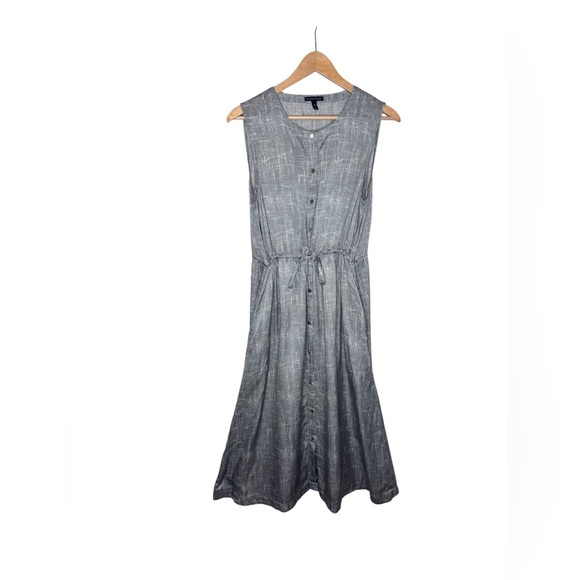 EILEEN FISHER Drift Silk Organic Cotton Button-front Dress In Gray - Picture 4 of 8